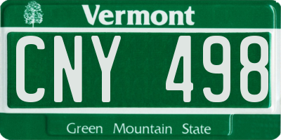 VT license plate CNY498