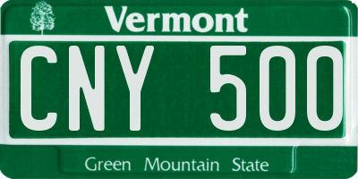 VT license plate CNY500