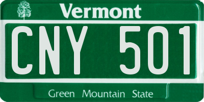 VT license plate CNY501