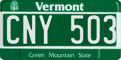 VT license plate CNY503