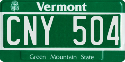 VT license plate CNY504
