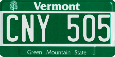 VT license plate CNY505