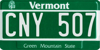VT license plate CNY507