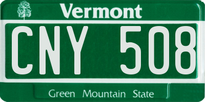 VT license plate CNY508