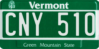 VT license plate CNY510