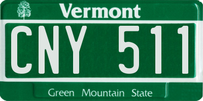 VT license plate CNY511