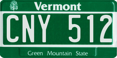 VT license plate CNY512