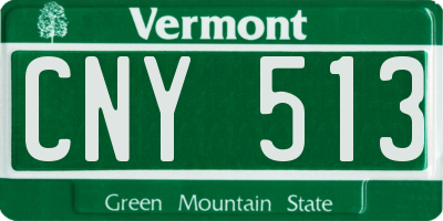 VT license plate CNY513