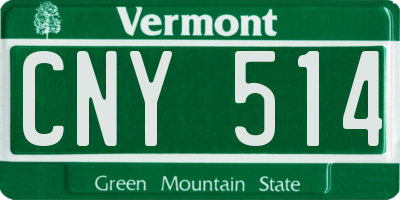 VT license plate CNY514