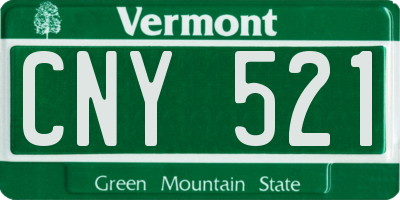 VT license plate CNY521