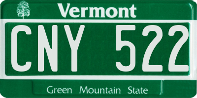 VT license plate CNY522