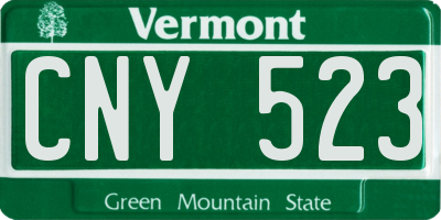 VT license plate CNY523