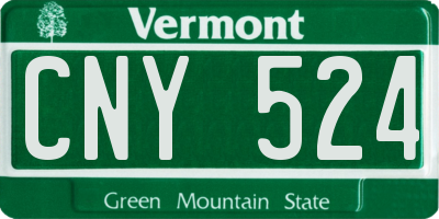 VT license plate CNY524
