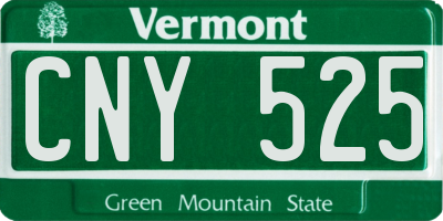 VT license plate CNY525