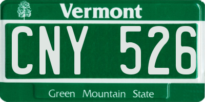 VT license plate CNY526
