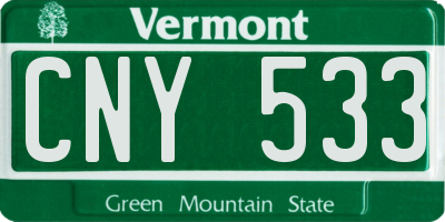 VT license plate CNY533