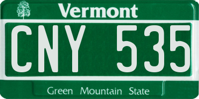 VT license plate CNY535