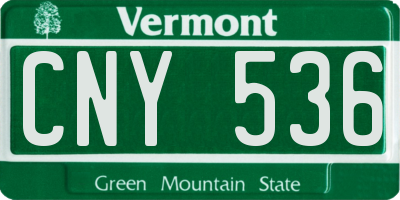 VT license plate CNY536