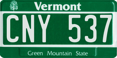 VT license plate CNY537