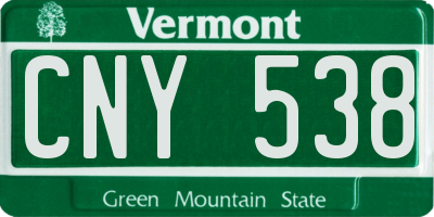 VT license plate CNY538