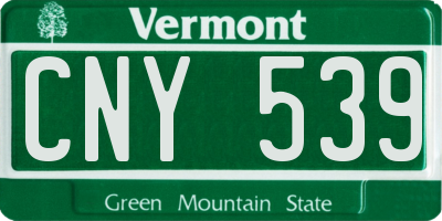 VT license plate CNY539