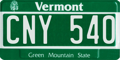 VT license plate CNY540