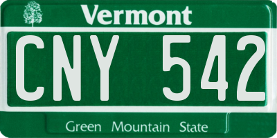 VT license plate CNY542