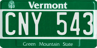 VT license plate CNY543