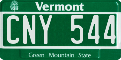 VT license plate CNY544