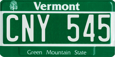VT license plate CNY545
