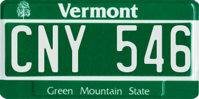 VT license plate CNY546