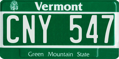 VT license plate CNY547
