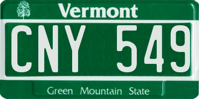 VT license plate CNY549