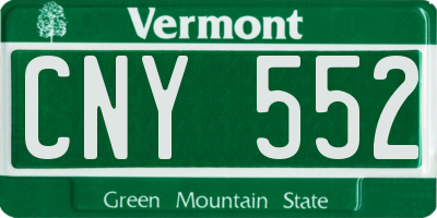 VT license plate CNY552