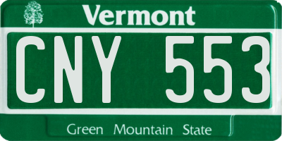 VT license plate CNY553