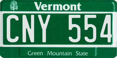 VT license plate CNY554