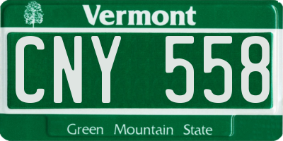 VT license plate CNY558