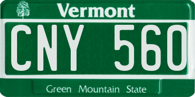 VT license plate CNY560