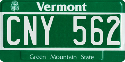 VT license plate CNY562