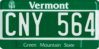 VT license plate CNY564