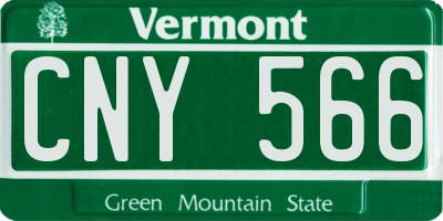VT license plate CNY566