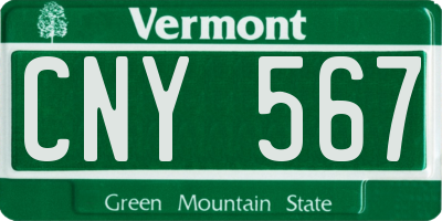 VT license plate CNY567