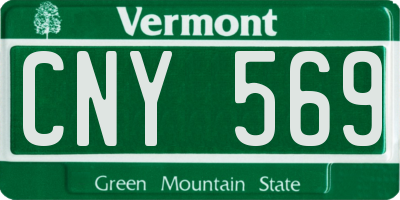 VT license plate CNY569