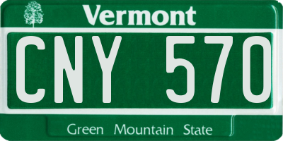 VT license plate CNY570