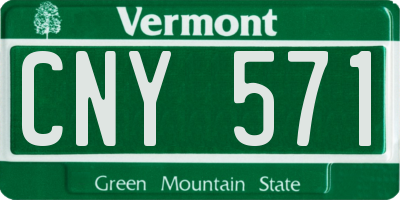 VT license plate CNY571