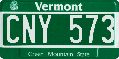 VT license plate CNY573