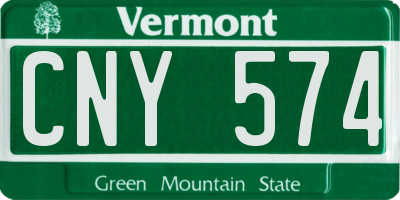 VT license plate CNY574