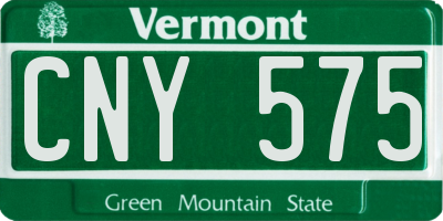 VT license plate CNY575