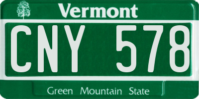 VT license plate CNY578