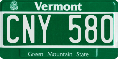 VT license plate CNY580